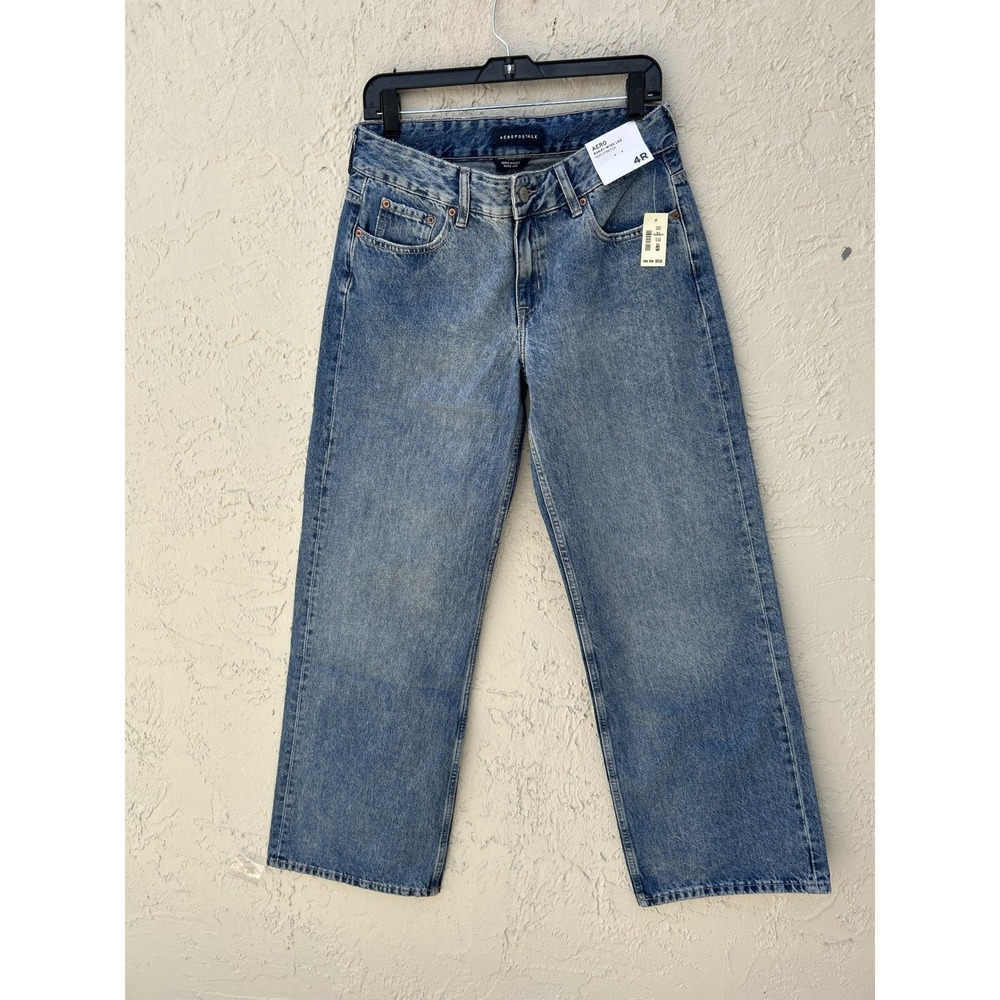 Aeropostale Baggy Wide Leg Jeans Medium Wash Non Stretch Denim 4R 4156